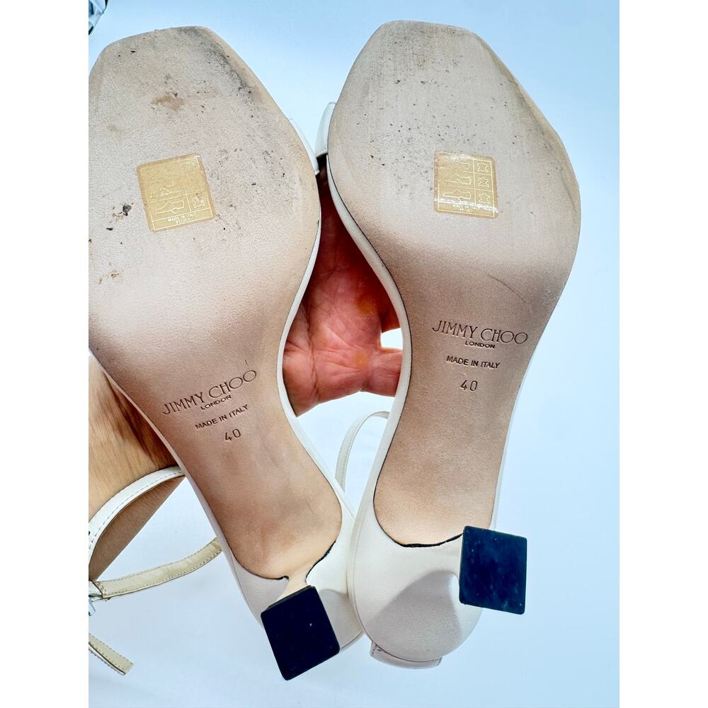 Jimmy Choo Marsai 90 Ivory Leather Crystal Buckle Sandals EU 40 - Picture 5 of 13